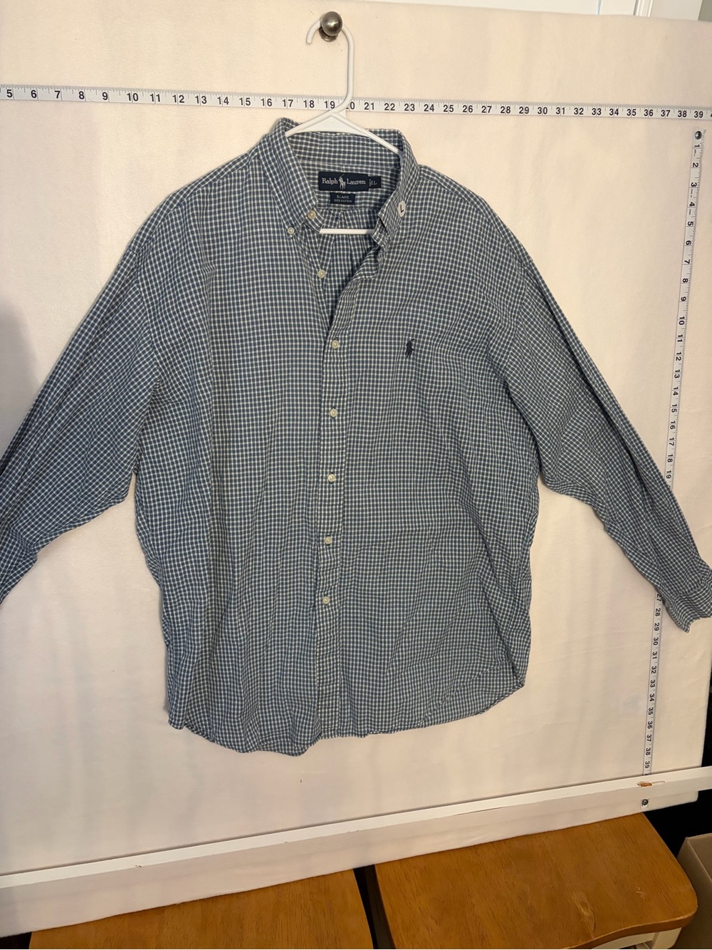 Ralph Lauren Green and White Gingham Button-Down Shirt